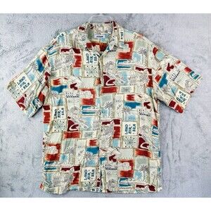 Arthouse Men's Hawaiian Aloha Button Up Shirt Size L Travel Adventure Beach